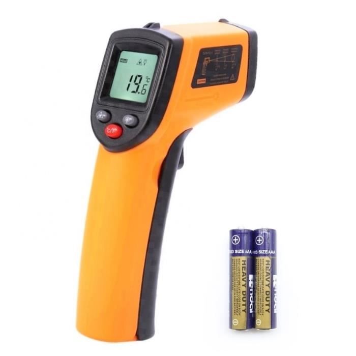 thermomètre infrarouge numérique laser industriel température -50-400 °c pistolet sans contact avec rétro-éclairage + piles