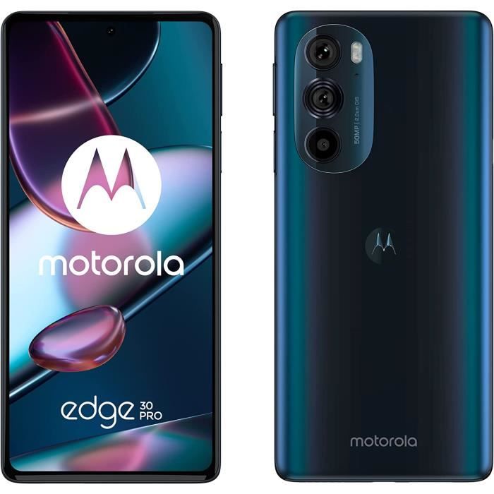 Smartphone Motorola EDGE30 Pro 256GO, ecran OLED 6,67, camera 50MP, Snapdragon 8, turboPower 68W, Bleu Petrol