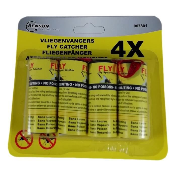 4 Rouleaux de Papier Tue Mouche Autocollant Attrape Insecte Volant Adhésif