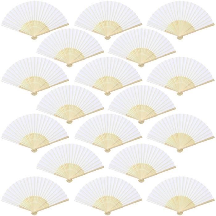 Éventails Pliants En Bambou – Lot De 24 – Blanc – 21x38 Cm Ouvert – Décoration Mariage, DIY, Fête – Idée Cadeau - 4