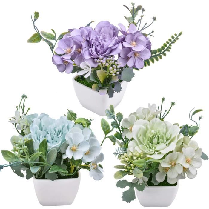 Lot de 3 mini fleurs artificielles en pot Camélia en soie Pots en plastique  blanc pour bureaumaisondécoration de fête de mari 508 - Cdiscount Maison