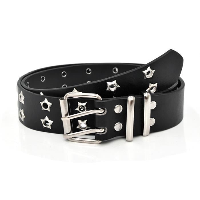 Taille unique Le noir Ceinture en cuir Pu avec Double boucle