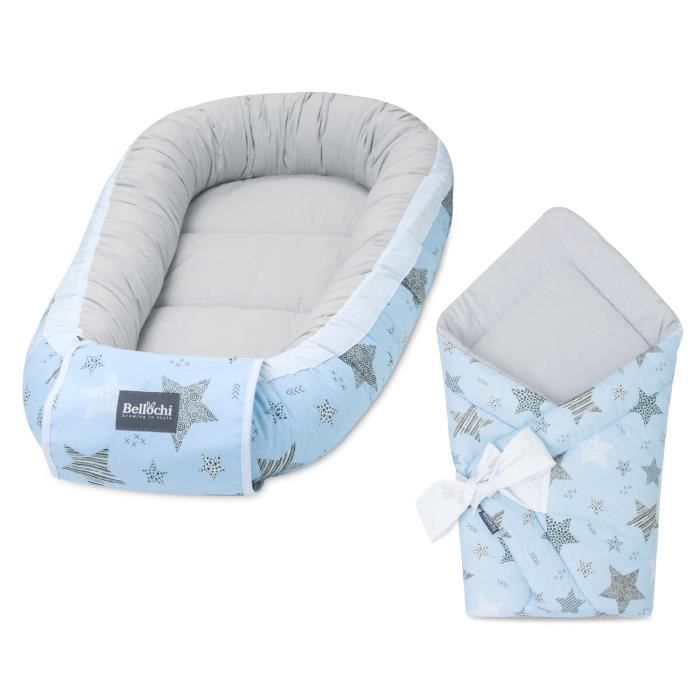 Bellochi 3en1 Reducteur de Lit Bebe avec Coussin d'allaitement - Cocon Bebe 90x70 cm - Couverture 75x100 cm et Coussin Enfant 30x40 cm - Cuddly Muslin Pink