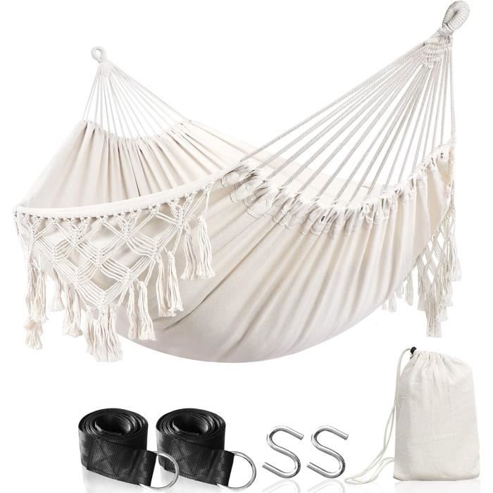 Hamac 300kg, 2 Personnes, Jardin Extérieur, Suspendu, Intérieur, Coton