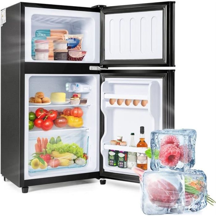 Réfrigérateur congélateur H 86.8 cm L45.5 cm 2 porte 22 L+38 L. 172 kWh-an éclairage LED. Noir Premium - Dreammespace