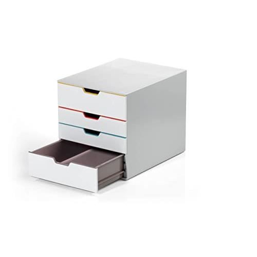 Boîte à tiroirs A4 (Varicolor Mix) 4 compartiments - DURABLE - Plastique - Blanc et multicolore
