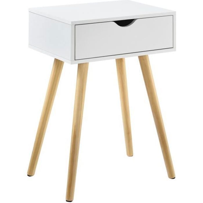 [en.casa] petite table avec tiroir table de nuit table de chevet commode meuble de rangement table en panneau de fibre de bois