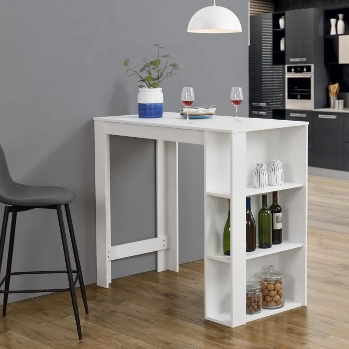 Table de Bar Danderyd 3 Étagères 120x60x106 cm Blanc [en.casa]