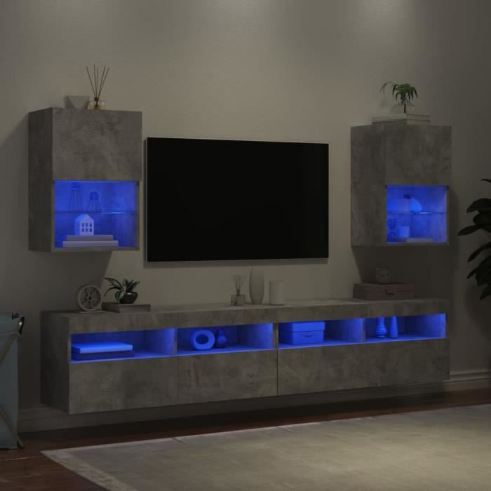 Meuble TV avec lumières LED Chêne fumé - DIO7380741808176