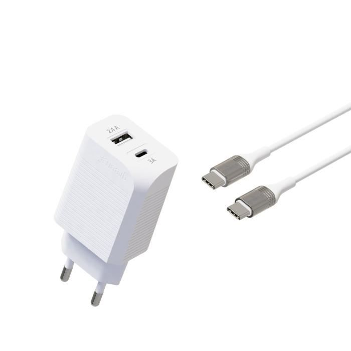 GREEN_E Kit chargeur secteur 30w USB c et a + Cable c vers c 1.3m