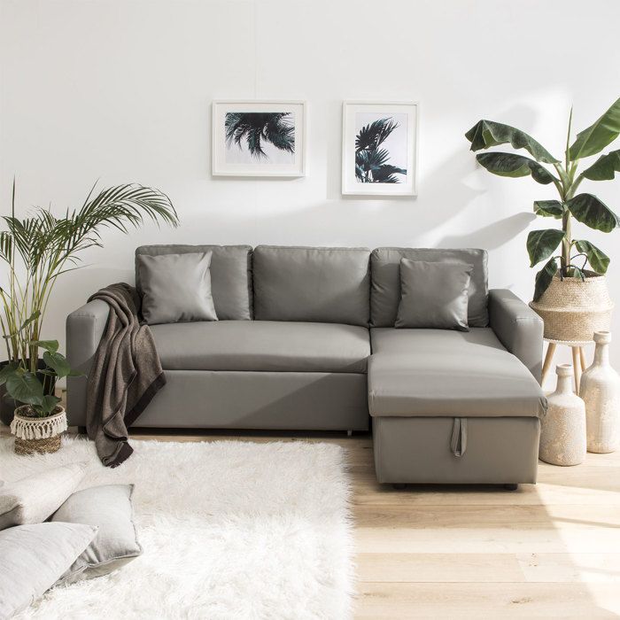 Canapé dangle convertible simili CLARK 3 places taupe