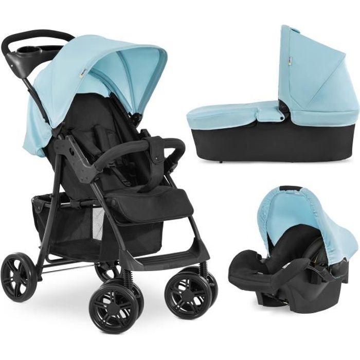 Poussette combinée HAUCK Trio Shopper - Bleu - Grande nacelle - Siège auto cosi - Poussette jusqu'à 25 kg