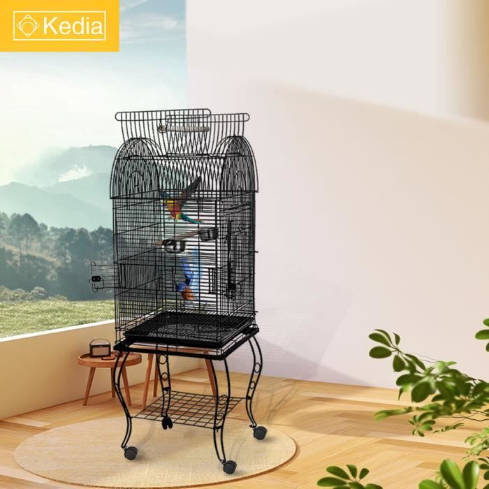 Comparer les prix de Cage à oiseaux en fil pour perroquets canari - KEDIA - 59x59x150cm - Noir - Moyen - A monter soi-même
