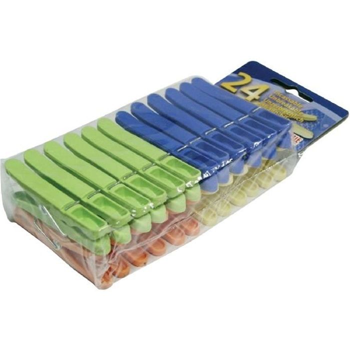 Lot De 48 Pinces à Linge Avec Panier - Plastique Résistant, Antidérapantes - Pour Corde à Linge, Étendoir - Multicolores