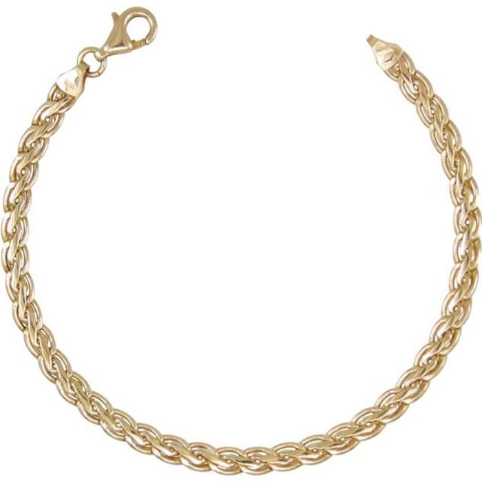 Bracelet Or Jaune Véritable - Maille Palmier - Femme