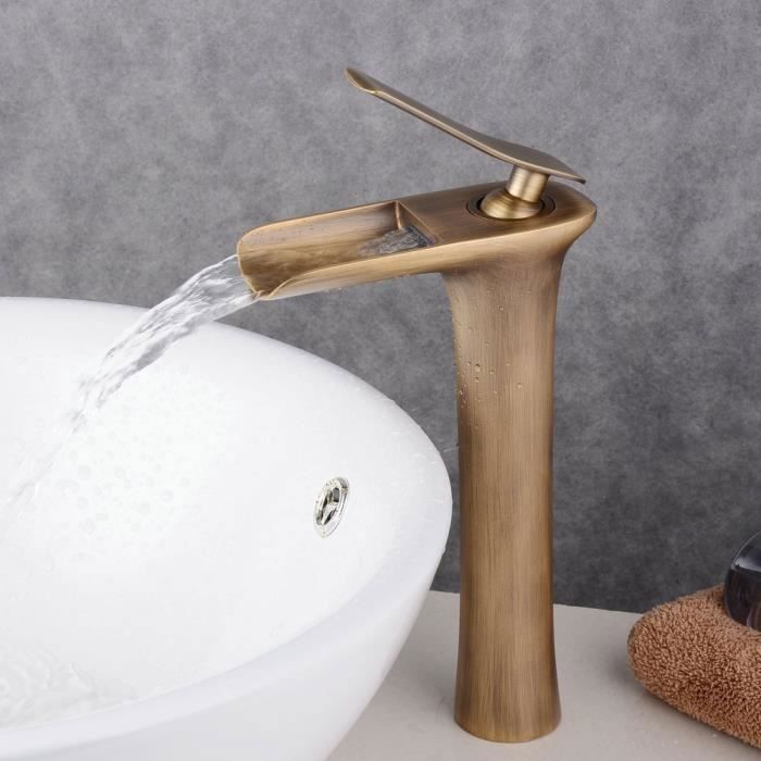 Robinet Lavabo Salle De Bain Vintage Poignée Céramique Rétro Noir Laiton Antique - Tube Flexible