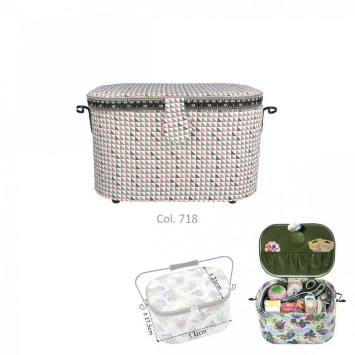 Panier à Couture Ovale Prym Woodland - Avec Compartiments Et Coussin à Aiguilles, Motif Forêt