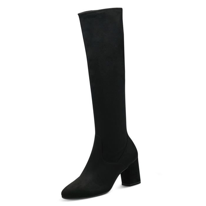 Bottes Tamaris Femme Noir Textile Robuste Talon Large Hauteur de Tige Haute Noir Cdiscount Chaussures