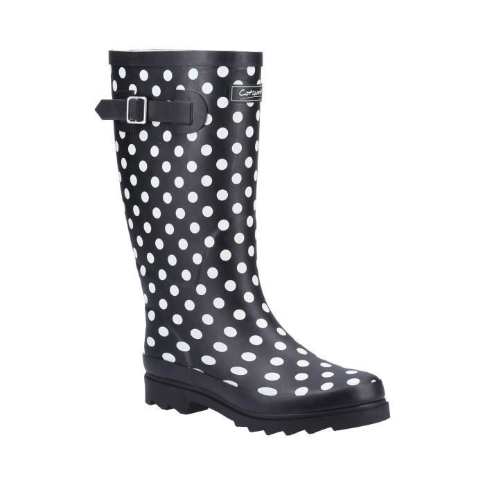 Bottes de pluie pour femme Cotswold F Caoutchouc Impermeable A pois Blanc et noir