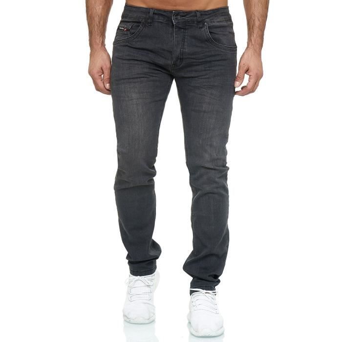 Pantalon slim en jean pour homme Denim classique gris d lav Gris