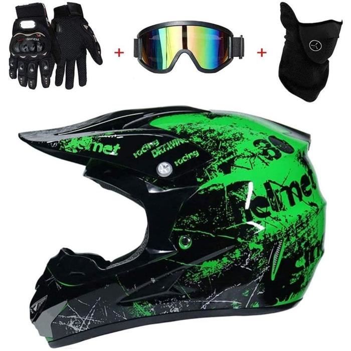 Casque Intégral Motocross Dirt Bike - Certifié DOT, Avec Lunettes Et Gants, Pour Homme/Femme/Jeunesse, Résistant Aux Chocs