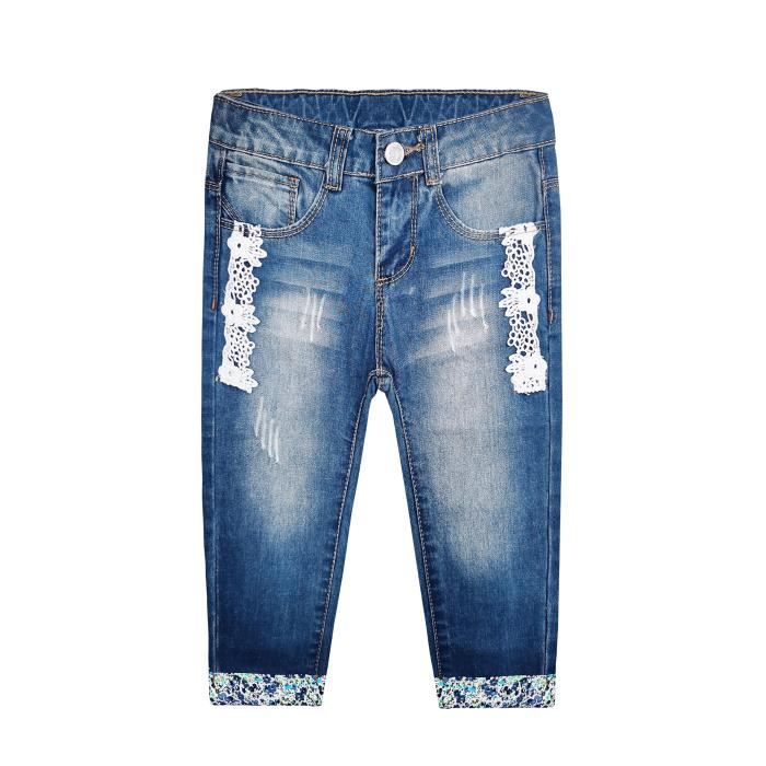 Salopette Jean Enfant KIDSCOOL SPACE - Déchirée Style Travail - Garçon Et Fille 6M-5Ans