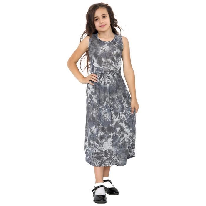 Robe Fille Next Noire Tie Dye, Capuche, Manches Longues, 10 Ans