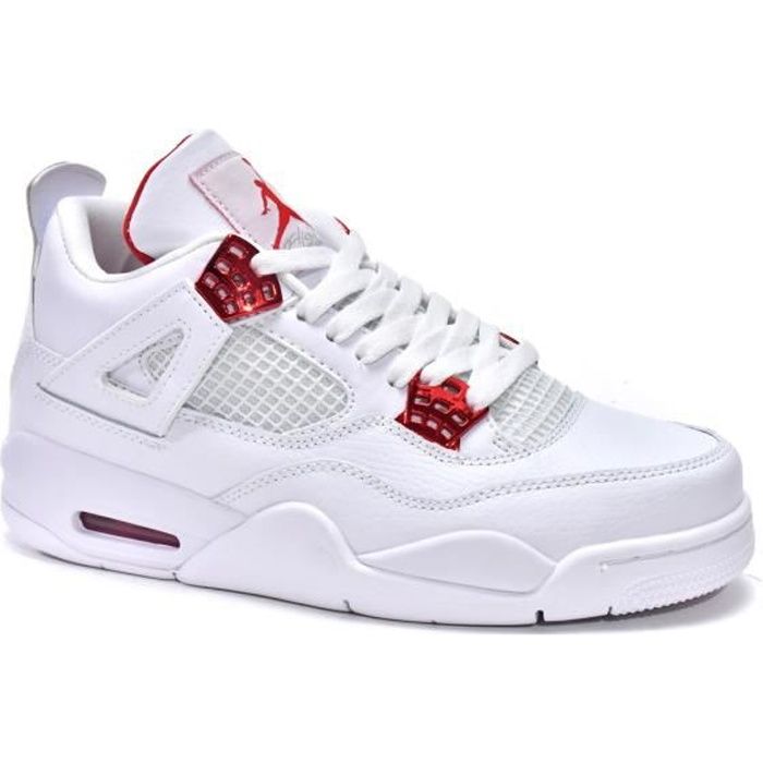 Basket Air NIKE Jordan 4 blanc rouge CT8527-112 Blanc rouge - Cdiscount Chaussures