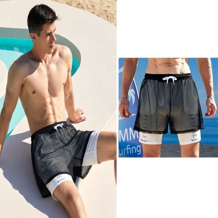 Short de Bain Homme Avec Doublure Compression Été Respirant Séchage Rapide  Pour Vacances Surf Natation - Cdiscount Sport