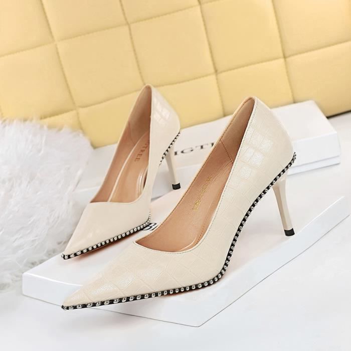 Escarpins Beige Escarpin Femme Ouvert Chaussure Escarpin Beige