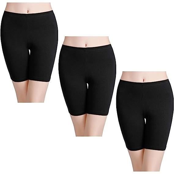 Panty Coton Cycliste Short Femme Long Culottes Boxer Shorty Legging Boxer Calecon Lot de 3 noir