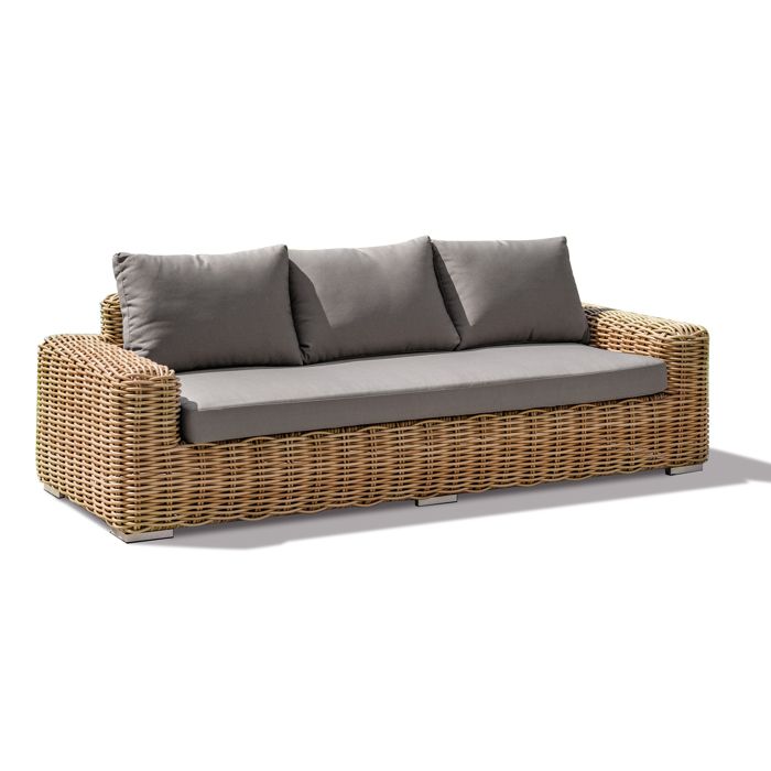 Canapé de jardin 3 places en résine tressée marron - Cdiscount Jardin