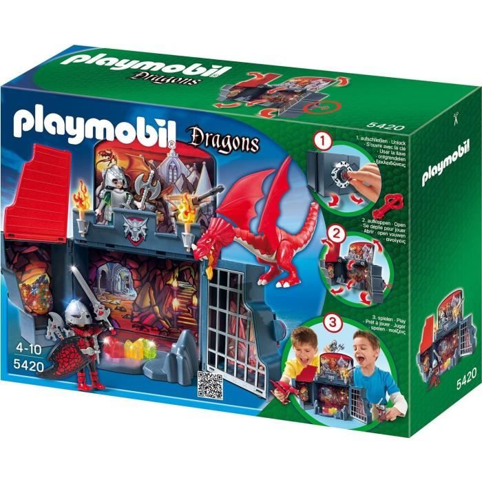 PLAYMOBIL - Coffre Chevaliers et Dragons - 62 pièces - Garçon - A partir de  4 ans