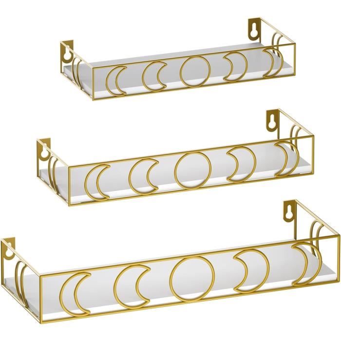 Étagère murale vintage dorée à 2 niveaux, motif tourbillon de