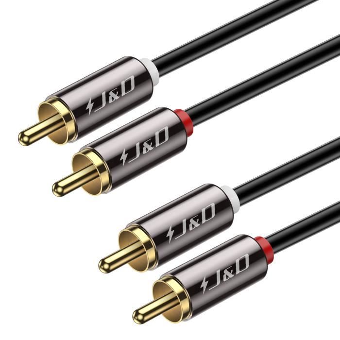 Câble Audio 3m RCA Mâle à RCA Mâle Stéréo - Connecteurs Plaqués Or, OFC