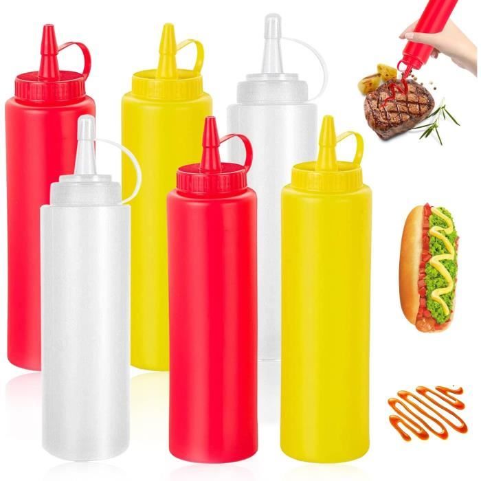 Bouteilles Condiments 8 Oz Pinnacle Mercantile - 6 Pièces - Bouchon Rabattable Rouge