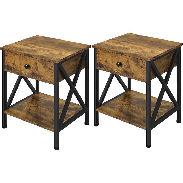 Lot De 2 Tables De Chevet Yaheetech - Blanc, Bois - Avec Tiroir Et Étagère - 40x30x60cm - Pour Chambre Ou Salon