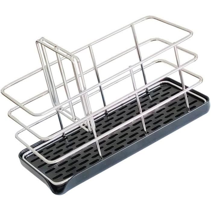 Porte-éponge Pour évier Cuisine - Inox, étanche, Sans Perçage - Support Pour éponges, Brosses, Torchons - Rangement Pratique