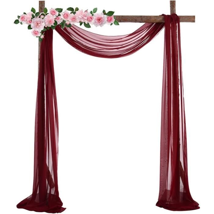 DanLink Lot De 1 Mariage Arche Tenture, Mariage Voilage Vin Rouge Apés En Mousseline élastique