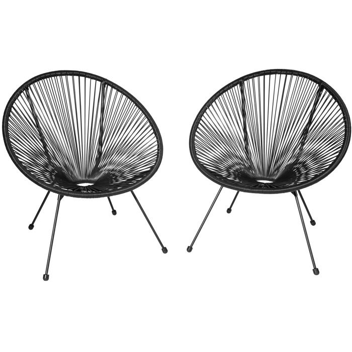 TecTake 2 Fauteuils design acapulco chaises de salon de jardin rétro 