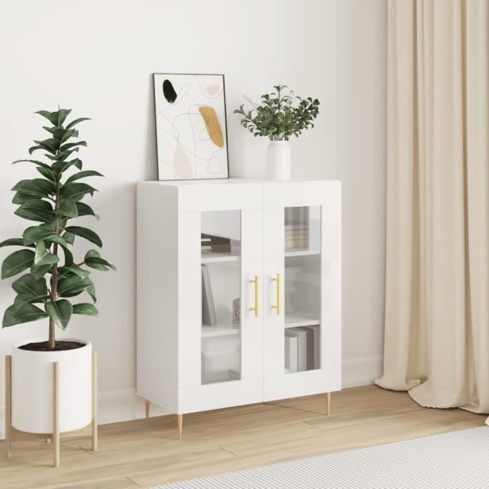 vidaXL Buffet Blanc brillant 695x34x90 cm Bois dingénierie 827774
