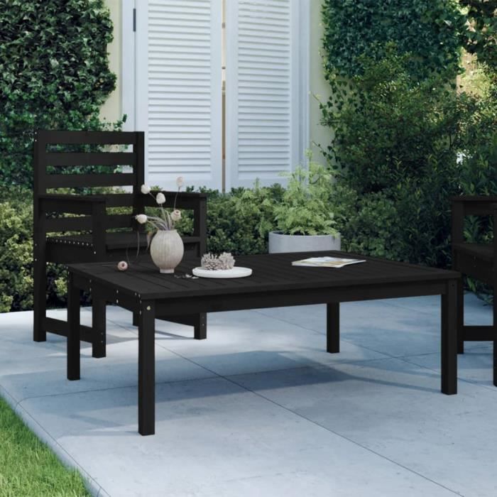 "promo"table extérieure lmt - table de jardin noir 121x82,5x45 cm bois massif de pin 11,9kg