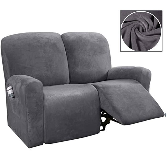 Housses D'Accoudoir Canapé Lot De 2 - Velours Bleu Marine, Avec Poche - Protection Contre Taches Et Usure - 3
