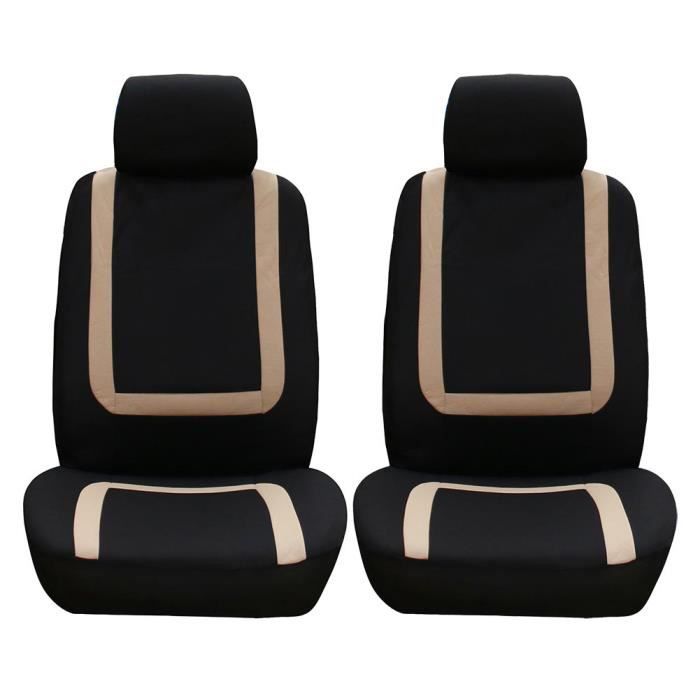 TIP 4pcs universel housse de protection de siège de voiture ensemble décoration intérieure pour toutes les saisons (beige + noir)