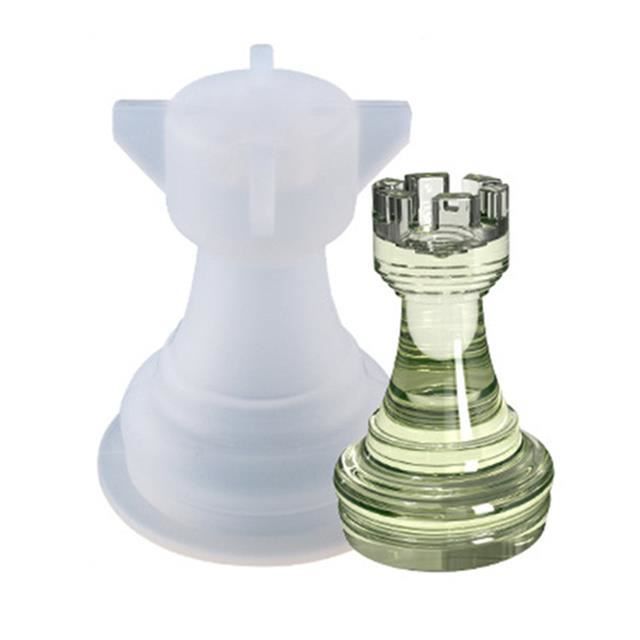 Jeu d'échecs moules en résine époxy-6 pièces, figurines d'échecs 3D