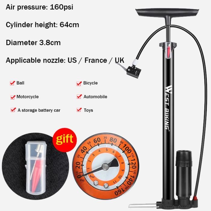 Gonfleur - pompe - accessoires Dresco - 5250507 - Mini Pompe avec Manometre 29,6cm - Sport