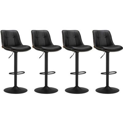Tabourets De Bar VASAGLE – Lot De 2 – Hauteur Réglable 63-84 Cm – Pivotants – Dossier Ergonomique – PU Noir – Capacité 120 Kg - 5
