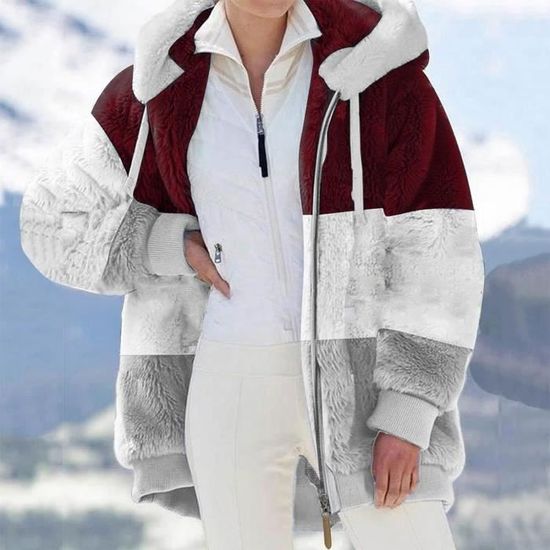 Manteau Femme Hiver Veste Polaire Chaud éPais Manteaux Outercoat En Longue Et Slim Blouson Chic Et Elegant Sweats à Capuche Outwear Avec Zippé Poches à Capuche DoubléE Pour Manteau D'hiver (S