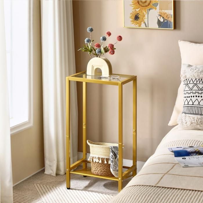 HOOBRO Table D'Appoint Style Industriel – Table De Chevet Avec Étagère Grillagée Réglable, Table Téléphone & Lampe, Marron Rustique, 38 X 28 X 73,5 Cm
