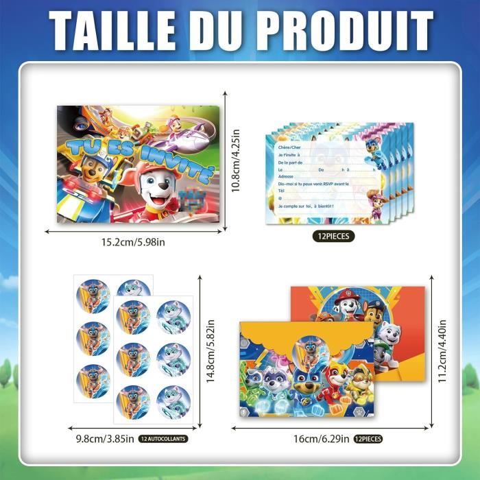 Randomgo 12x Stich Invitation Anniversaire Garcon en Français avec Enveloppes, Stich Carte Invitation Anniversaire à Thème, Cartes d'Invitation de Fête pour Anniversaire (A6